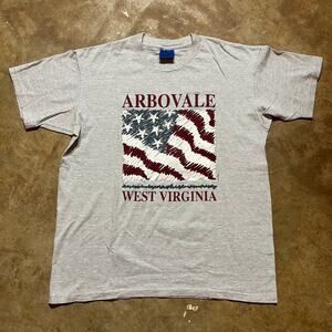 Vintage 90s Arbovale West Virginia Grey Striped Shirt